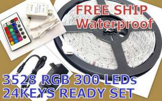 Waterproof 5M RGB 3528 Flexible 300 LED Strip + 24 KEY IR + 12V Power 