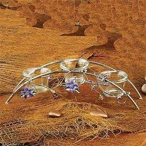 Crystal Dragonfly Purple 3 Candle Holder Tealight Stand 
