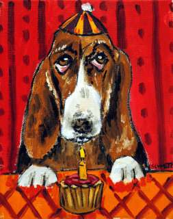 Basset Hound birthday cup cake 11 oz dog art mug gift  