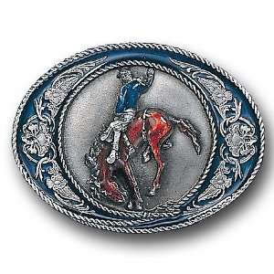  Belt Buckle   Bronco Rider with Scroll