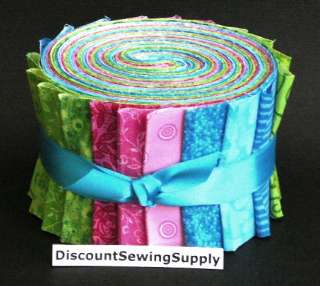 Fabric JELLY ROLL Cotton Candy Quilt Sew Strips Die Cut Pink Green 