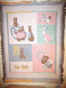 Beatrix Potter Fringed Baby Blanket Quiltex 32x44 NEW  