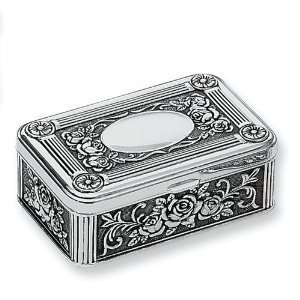  Antiqued Silver plated Medium Rose Design Jewelry Box 