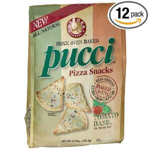 PUCCI Pizza Snacks, Tomato Basil, 3.75 Ounce Bags (Pack of 12)