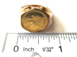 VTG 14K SOLID GOLD RING WITH 22K SOLID GOLD PESO COIN