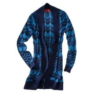  Missoni Long Blue Chevron Sweater Cardigan   EXTRA SMALL 