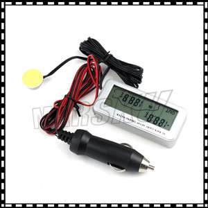 LCD DC 12V Car inside & outside Thermometer Charger  