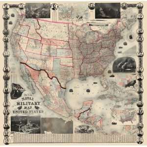  THE NEW NAVAL AND MILITARY MAP OF THE UNITED STATES BY J 