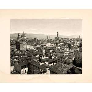  1891 Photogravure Florence Italy Birds Eye Rooftop View 