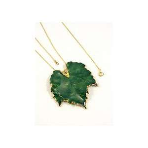    REAL LEAF Grape Leaf Necklace Pendant Green & Chain Jewelry