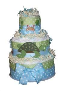   and Green Under Sea Turtle Baby Boys Diaper Cake Shower Center Piece