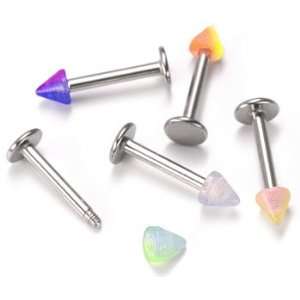 18G   16G ACRYLIC 2 TONE GLOW A+B CONE SPIKE LABRET RING 16g 1/4~6mm 