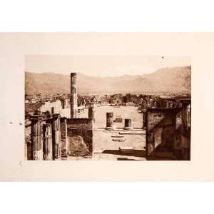  1901 Photogravure View Forum Pompeii Italy Market Temple 