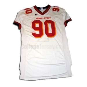  White No. 90 Game Used Iowa State Russell Football Jersey 