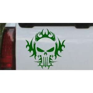 Tribal Skull Biker Car Window Wall Laptop Decal Sticker    Dark Green 