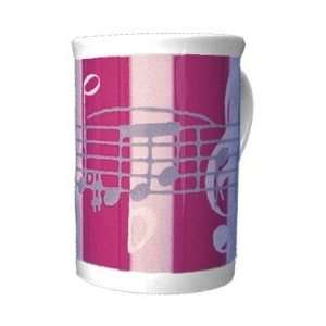  Bone China Pink Striped Notes Mug