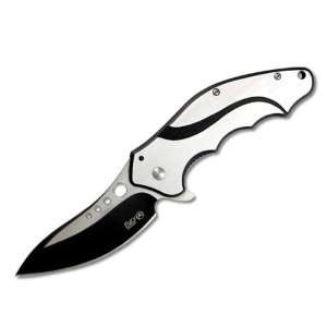 Fury Knife 99100 Archangel Silver Aluminum Handle Partial Black Blade 