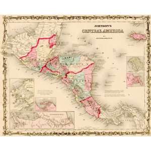    Johnson 1862 Antique Map of Central America