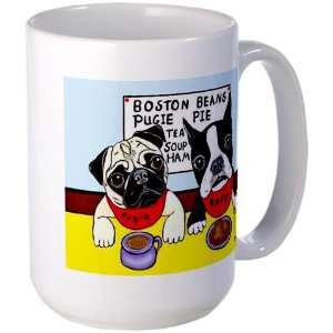  Dinner at the Diner Pug and Boston Humor Large Mug by 