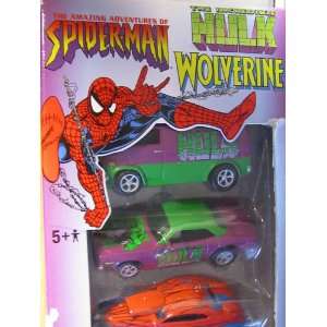    WOLVERINE, SPIDER MAN, HULK DIE CAST VEHICLES Toys & Games