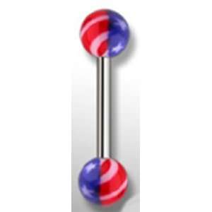 Surgical Steel Tongue Ring Piercing Barbell with American Flag Design 
