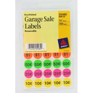 AVERY 3/4 Pre Printed Round Garage Sale Labels, Assorted 