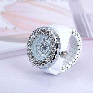 Fashion White Bling Crystal Decor Ring Watch as Gift  