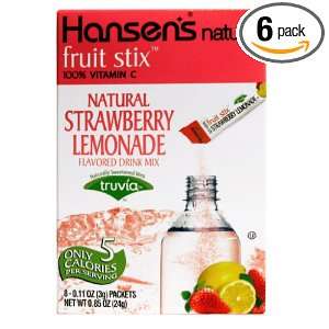 Hansens Natural Fruit and Tea Stix Drink Mix, Strawberry Lemonade, 8 
