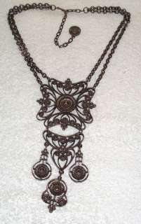 Vintage Silver Tone Metal Keltic Pendant Hook Necklace  