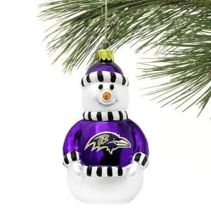  Baltimore Ravens Blown Glass Snowman Ornament