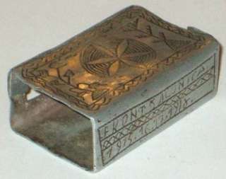THIS MATCH BOX HOLDER MADE FROM ALLOY AND INTRICATELY ENGRAVED TO A 