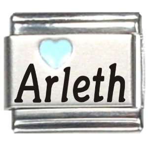  Arleth Light Blue Heart Laser Name Italian Charm Link 