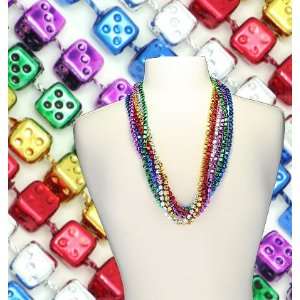  33 in Dice Mardi Gras Beads 6 Colors (12 Dozen 