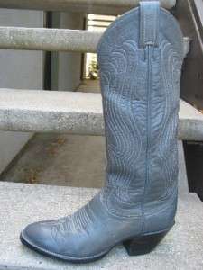 Tony Lama Used Gray Leather Cowboy Boots 4.5 B  