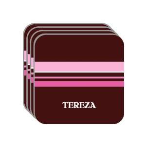 Personal Name Gift   TEREZA Set of 4 Mini Mousepad Coasters (pink 