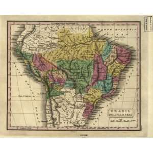 1829 map Brazil, Bolivia & Peru 
