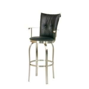 Tuscany II Bar Stool in Brushed Steel with Soft Touch Black Vinyl Seat 