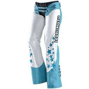  ICON BOMBSHELL GO GO WOMENS LEATHER CHAPS BLUE XL 