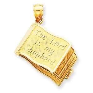  The Lord Is My Shepherd Book Pendant in 14k Yellow Gold Jewelry