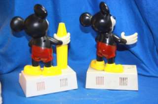 Vintage Pair 2 MickeyFigurine Talking Stand Up ToothBrush Holders 