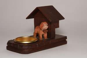 Antique Black Forest Match Holder Dog House c1900  