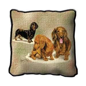  Dachshund Pups Pillow Cover   17 x 17 Pillow