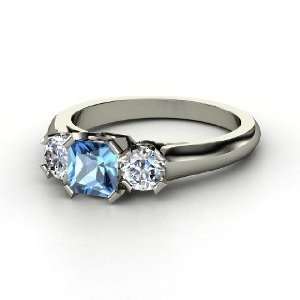  Mirabella Ring, Princess Blue Topaz 14K White Gold Ring 