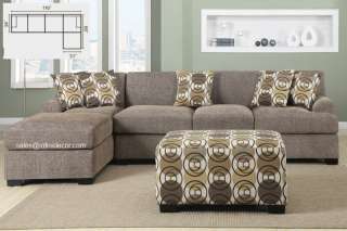 Slate Faux Linen Fabric Sectional Couch Sofa Set F7450 F7448 Modern 