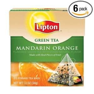 Lipton Green Tea, Mandarin Orange, Premium Pyramid Tea Bags, 20 Count 
