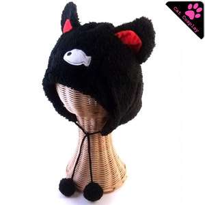 cute Black Cat hat soft skull ski beanie animal fancy plush cap fancy 