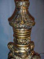   Plaster 32 Tall Table Lamp Blackened Gold Gilt Very Good  