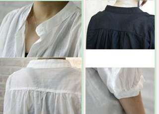   Mid Sleeve Transparent Cotton Blent Botton Shirt Blouse Top  