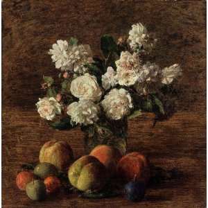 Oil Painting Still Life Roses and Fruit Henri Fantin Latour Hand Pa 