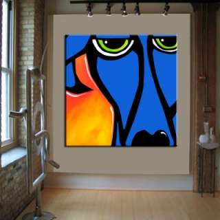 HUGE BLUE DOG ABSTRACT PAINTING ORIGINAL MODERN CONTEMPORARY ART by 